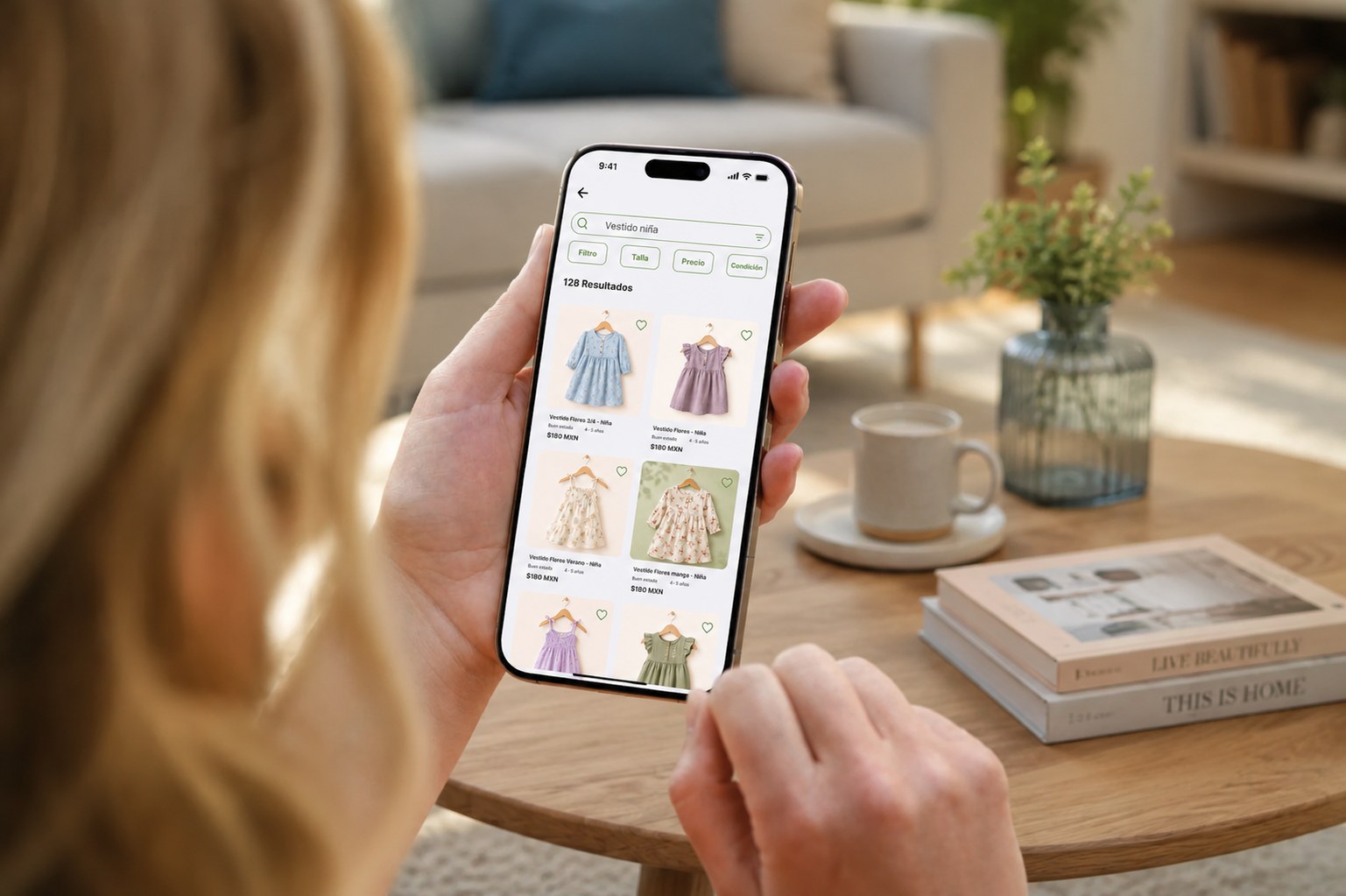 Mamá con teléfono app