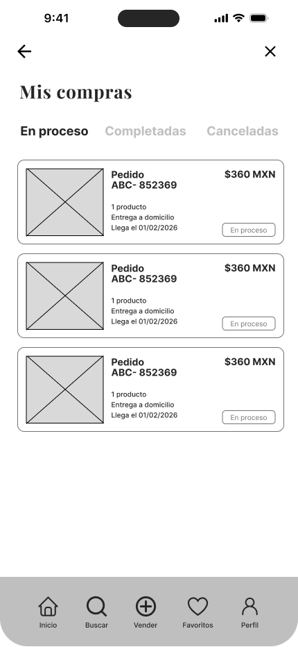 Mis Compras — Wireframe